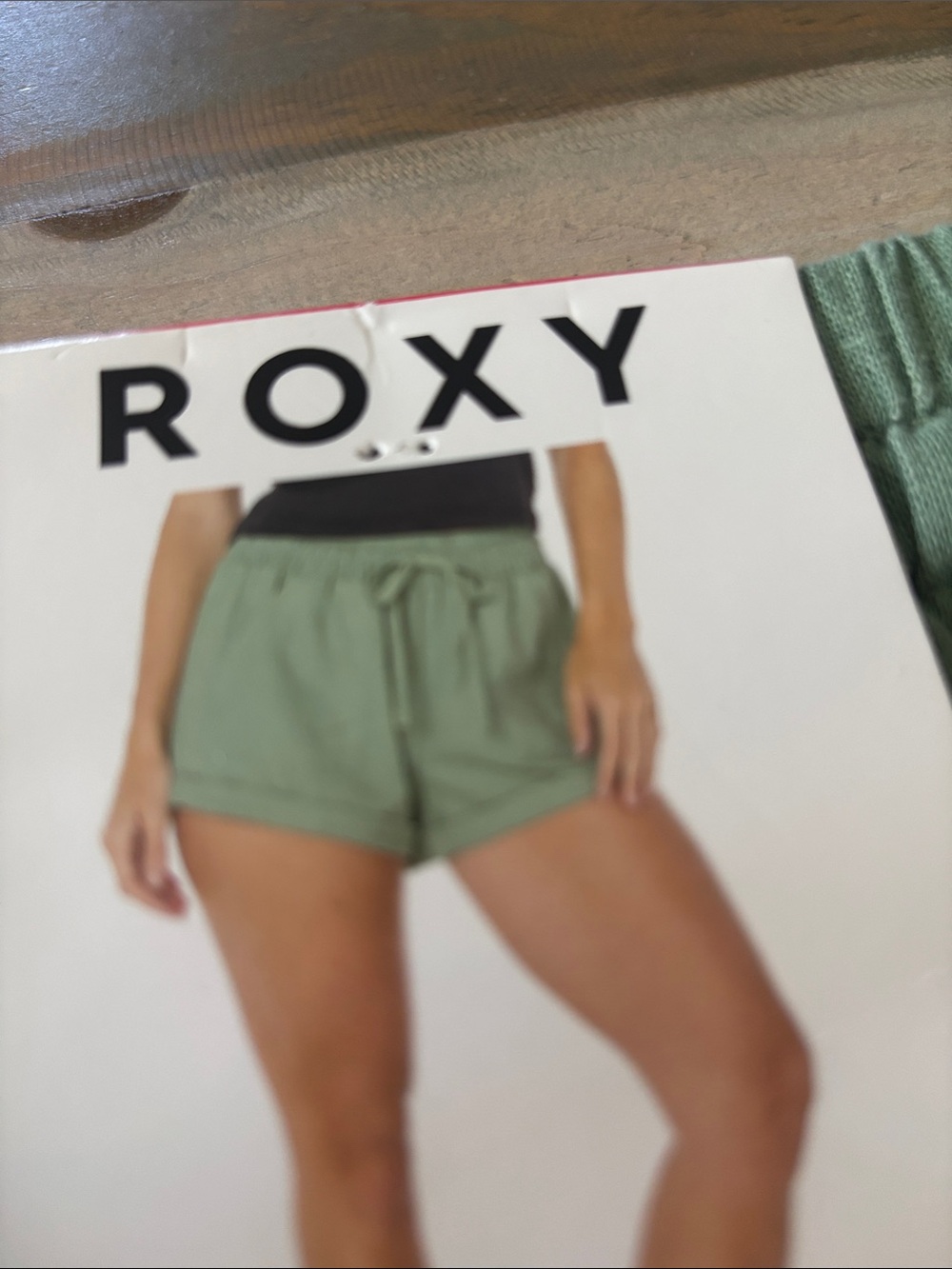 ROXY Sage Green Casual Drawstring Athletic Shorts